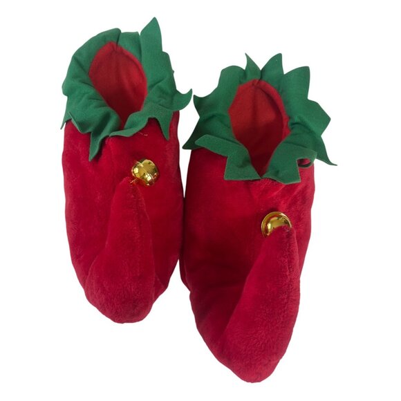DanDee Collectors Choice Christmas Elf Slippers Medium Red Green Bells - Picture 3 of 8